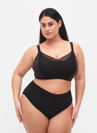 Truser med mesh og normal høyde i livet, Black, Model