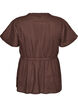 Bluse i bomull med knytesnor og elastisk midje, Brun, Packshot image number 1