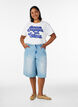 100% bomulls T-skjorte med korte ermer og trykk, Hvit, Model image number 1