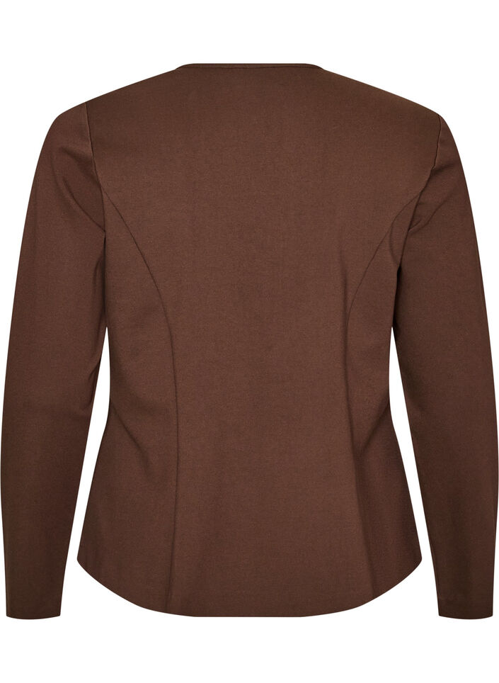 Figurn&aelig;r jerseycardigan med dekorative knapper, Brun, Packshot image number 1