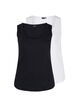 Basis tanktopp i en ribbet struktur, 2 stk., Black/Bright White, Packshot image number 0