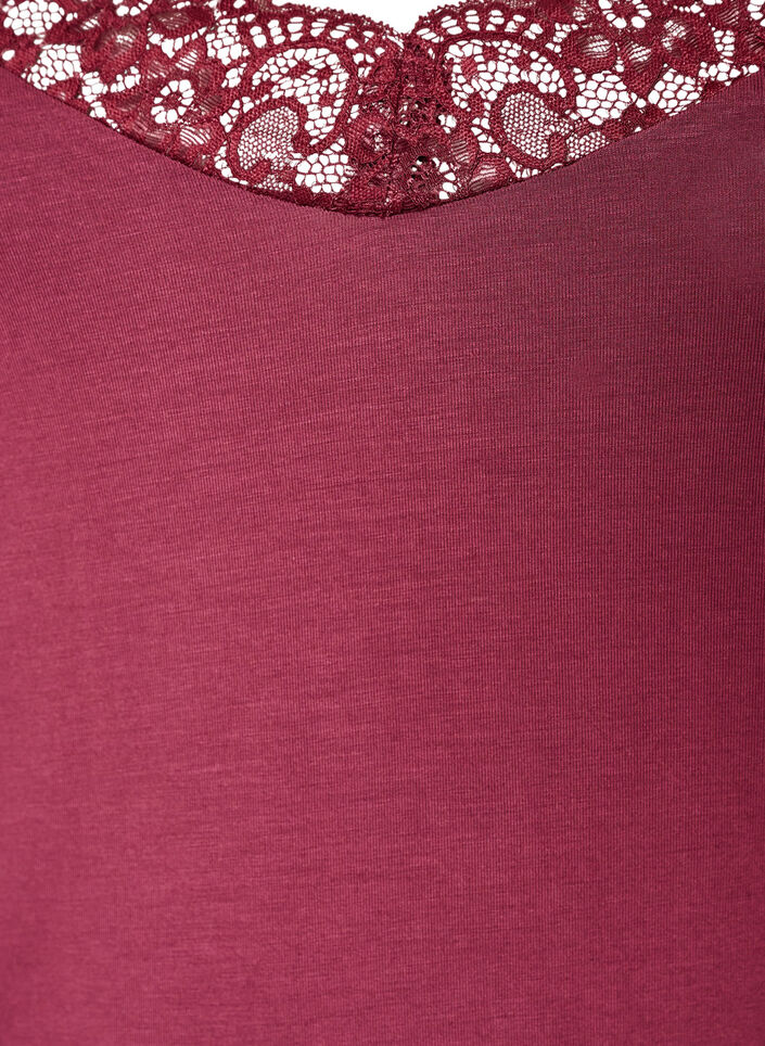 Topp i viskose med blondekant, R&oslash;d, Packshot image number 2