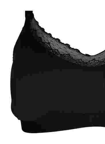 Ribbet BH med blonder, Black, Packshot image number 2
