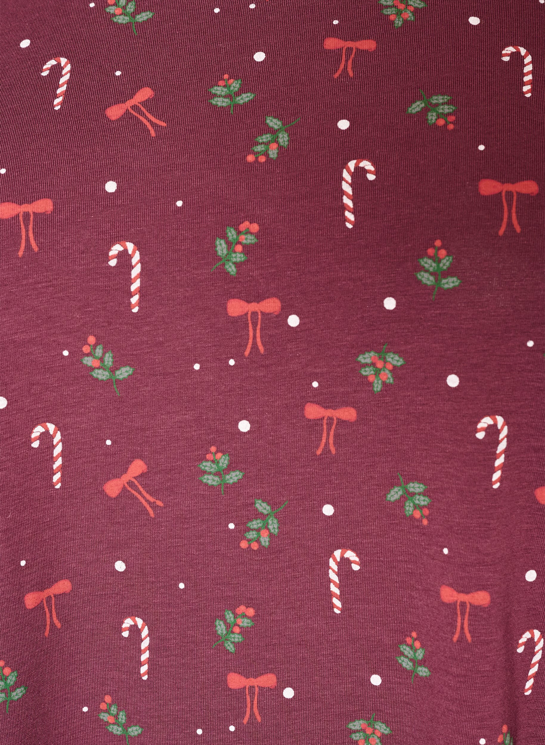 ZizziNattbluse med et trykk, M&oslash;rk Bordeaux, Packshot image number 2