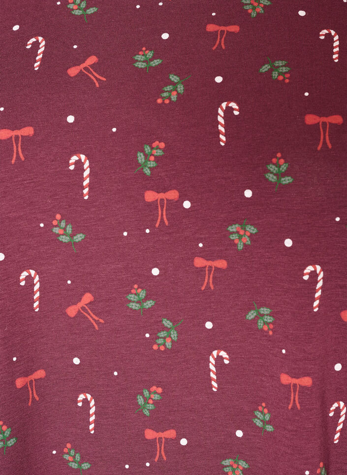 Nattbluse med et trykk, M&oslash;rk Bordeaux, Packshot image number 2