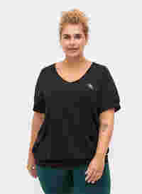 Ensfarget trenings T-skjorte med V-hals, Black, Model