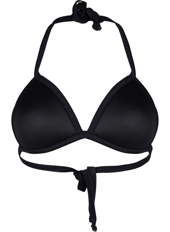 Ensfarget trekantbikini, Svart, Packshot image number 1