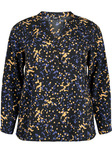FLASH - bluse med lange ermer og trykk, Black Splash AOP, Packshot image number 0