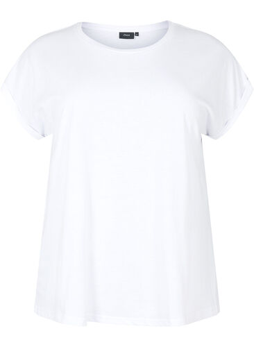 Kortermet T-skjorte i bomullsblanding, Bright White, Packshot image number 0