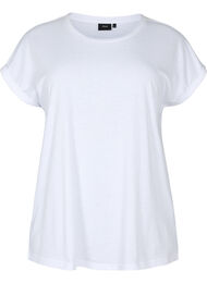 Kortermet T-skjorte i bomullsblanding, Bright White, Packshot