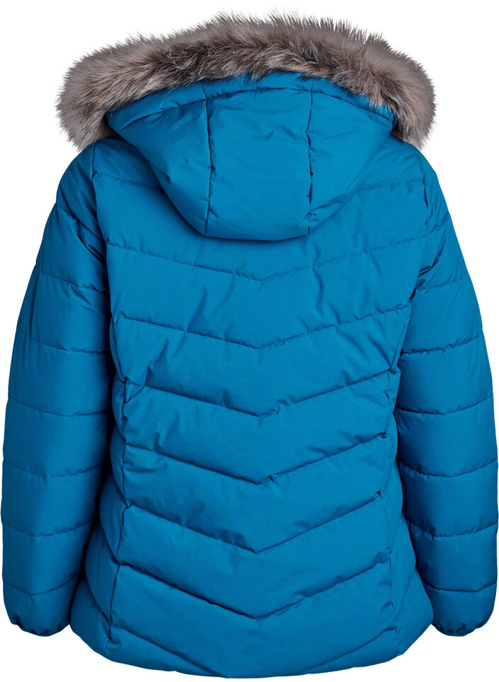 Kort boblejakke med hette, Bl&aring;, Packshot image number 1