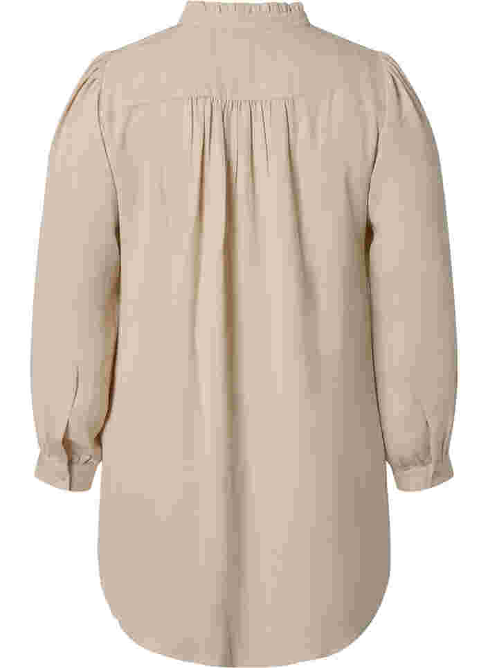 Langermet tunika med volangkrage, Warm Off-white, Packshot image number 1
