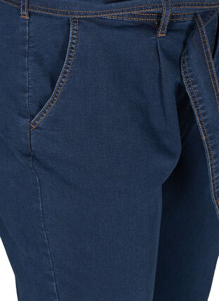 Cropped jeans med belte, Blue denim, Packshot image number 2