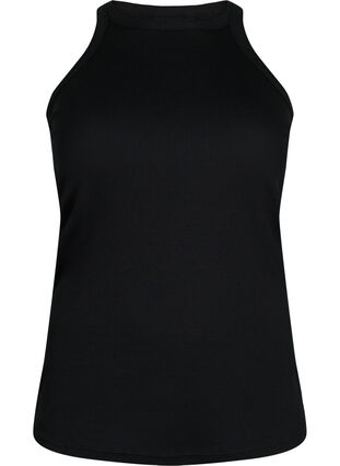 Zizzi Ribbet tanktopp i bomull, Black, Packshot image number 0