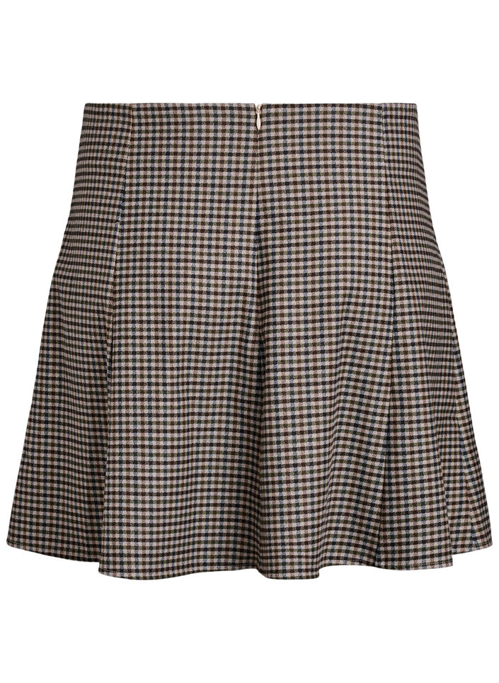 Kort A-line skjørt, Brown Check, Packshot