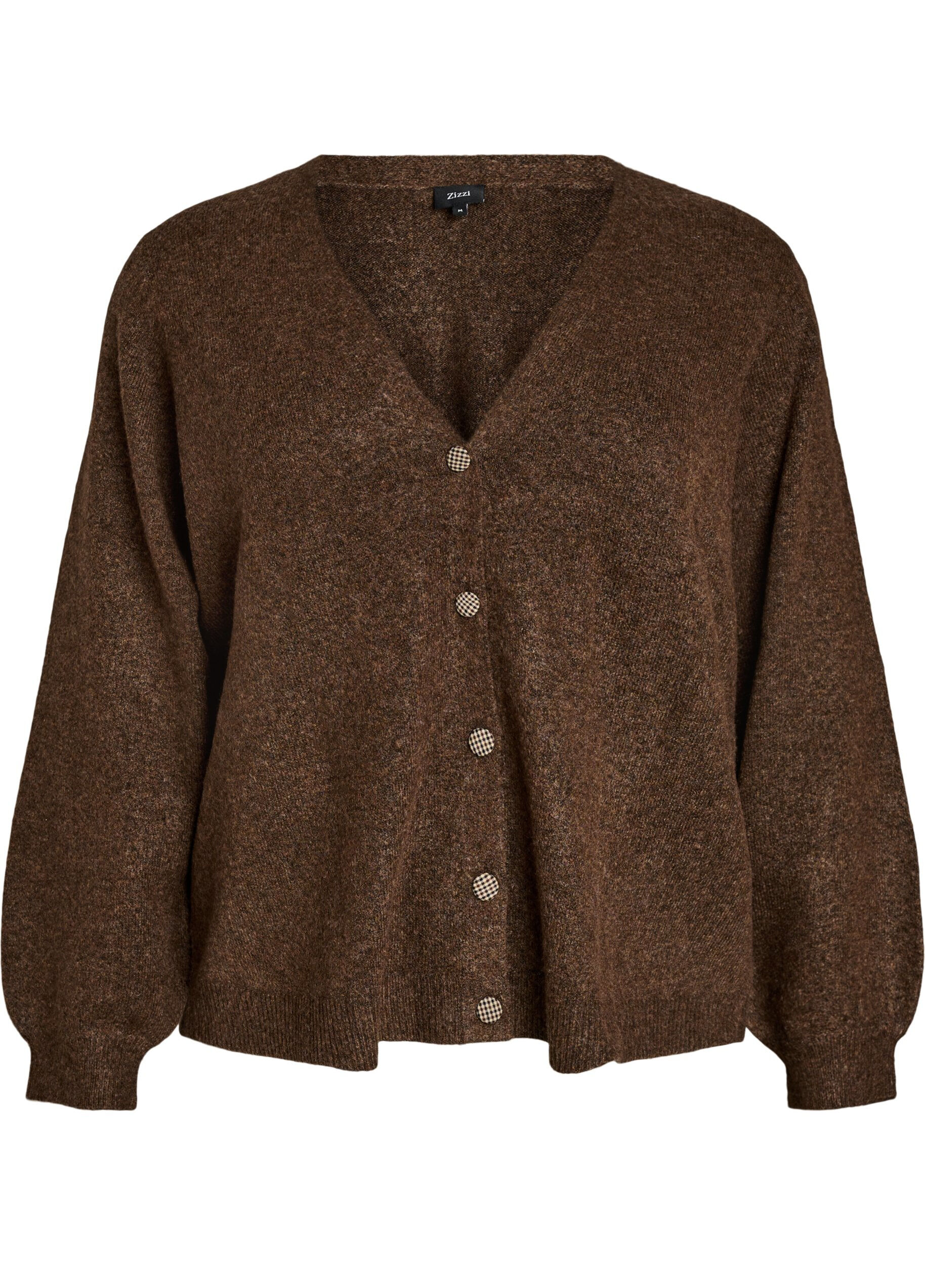 Cardigan med dekorative knapper og V-hals