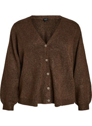 Cardigan med dekorative knapper og V-hals, Brun