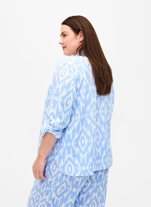 Mønstret skjorte med lin, Serenity AOP, Model image number 1