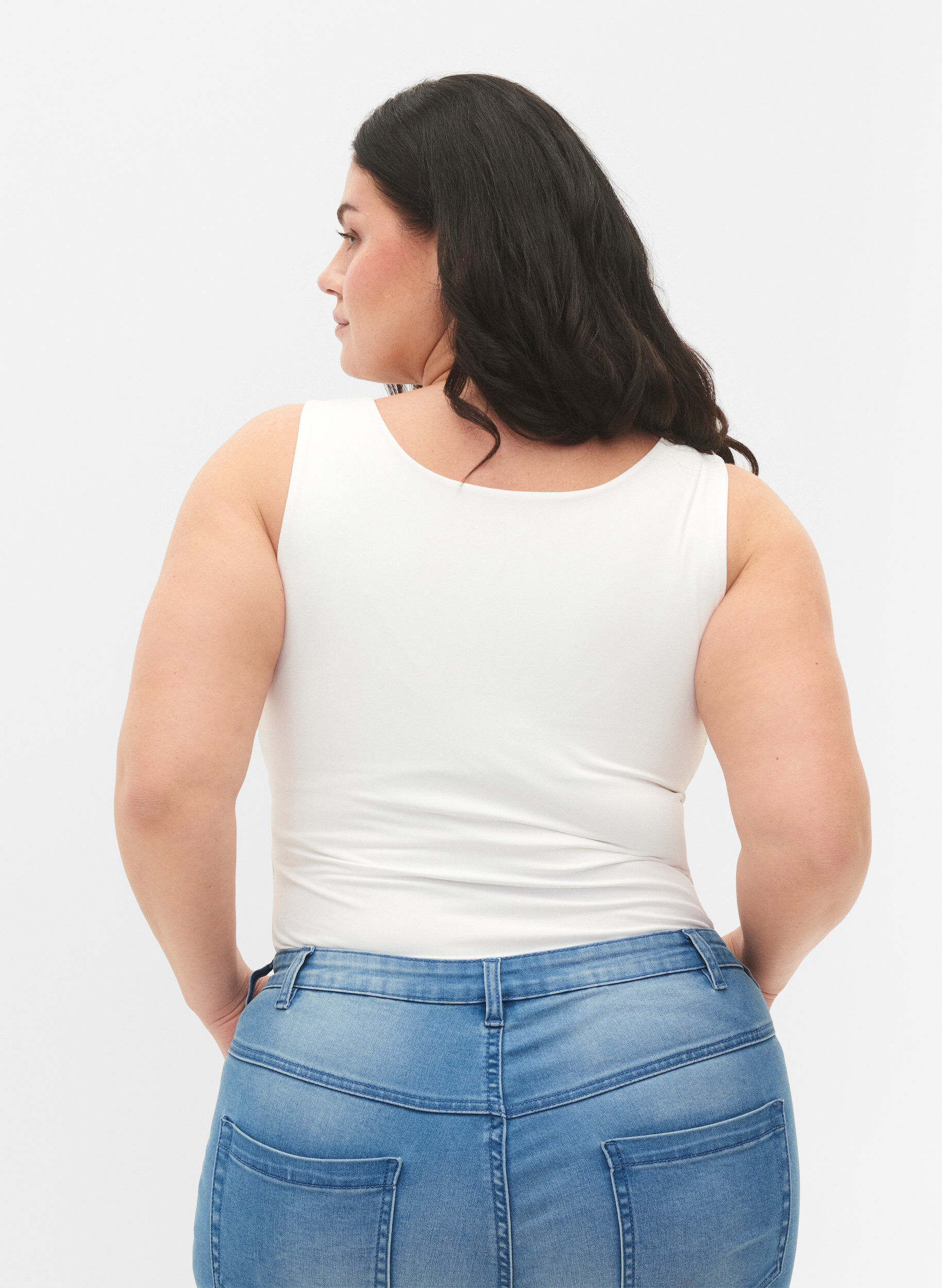 Zizzi Elastisk vendbar topp, Bright White, Model image number 1