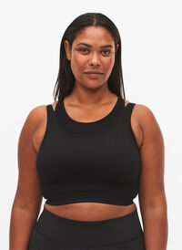 Sømløs sports-BH med dobbeltlag, Black, Model