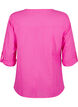 Bomullsbluse med V-hals, Rosa, Packshot image number 1