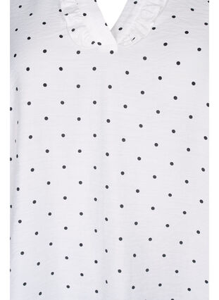 Prikkete bluse med 3/4 ermer i viskosemateriale, White Dot, Packshot image number 2
