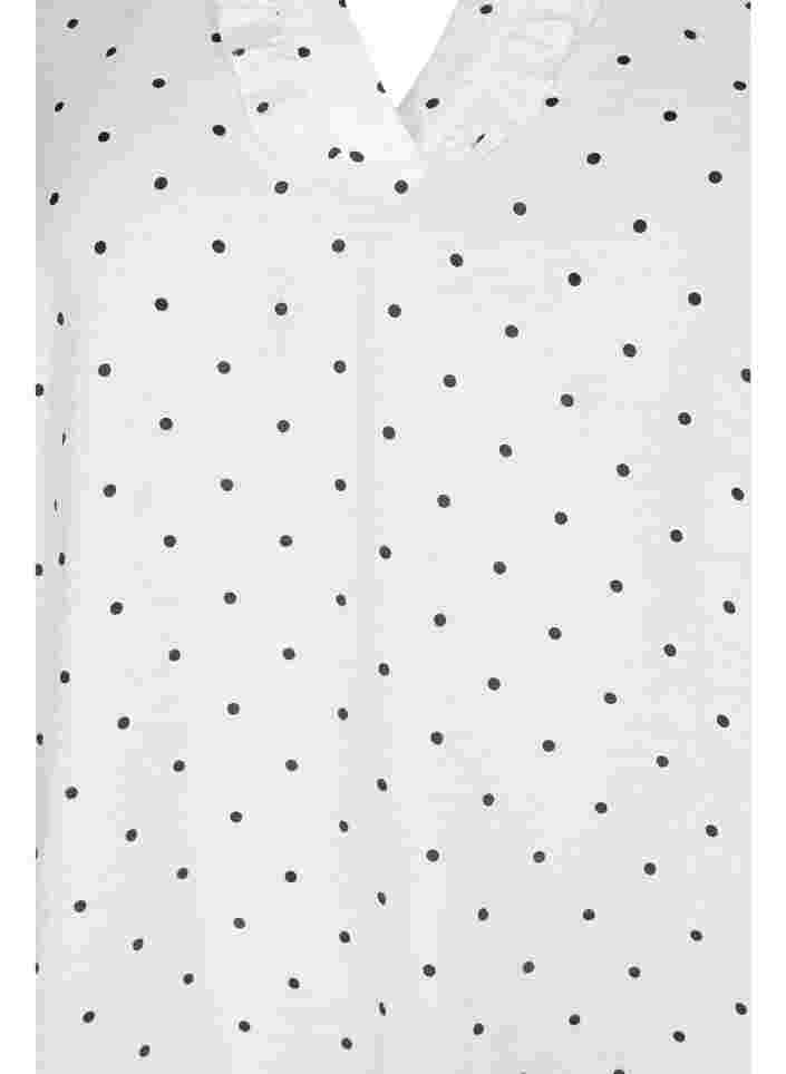 Prikkete bluse med 3/4 ermer i viskosemateriale, White Dot, Packshot image number 2