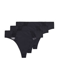 G-streng med blondedetaljer, 3 stk., Black