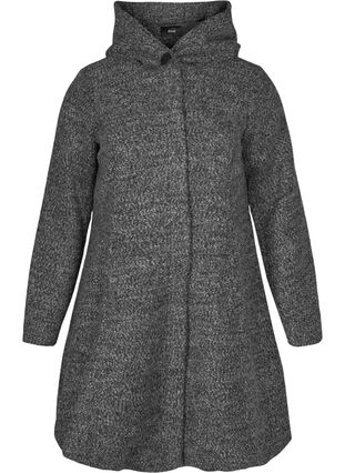 Lang jakke med ull og hette, Dark G. mlg, Packshot image number 0