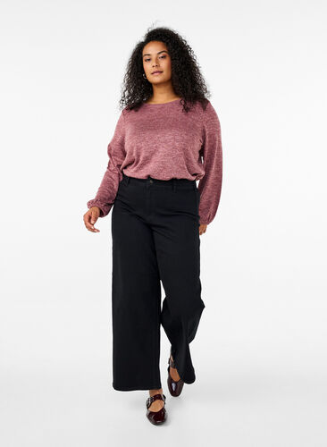 Zizzi FLASH - Jerseybluse med lange ermer, Rosa, Model image number 1