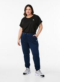 Ledig joggedressbukse med lommer, Blå Ledig joggedressbukse med lommer, Blå, Model