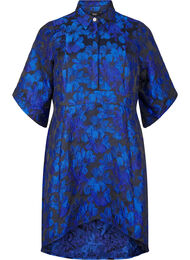 Kort jacquard-kjole med 3/4-ermer, Black Blue