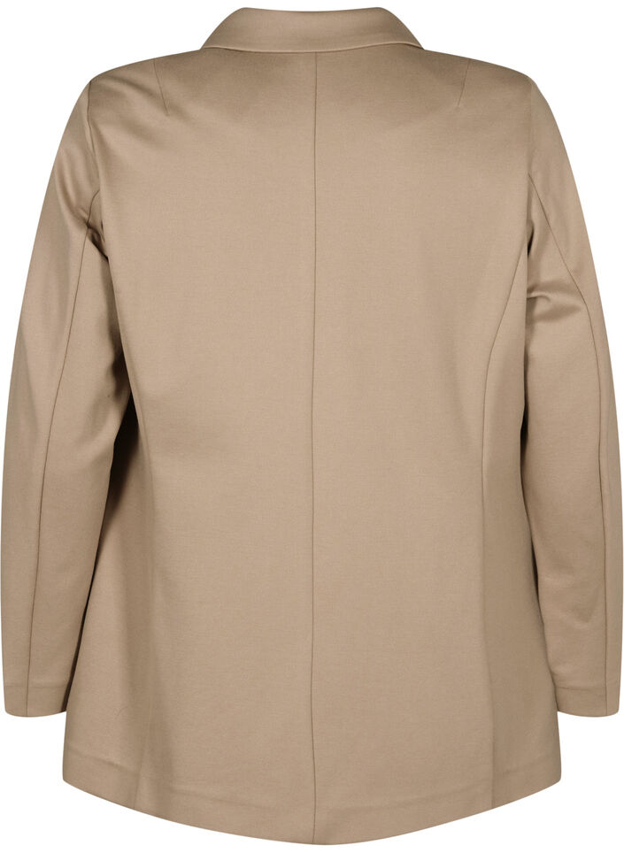Enkel blazer med knappelukking, Beige, Packshot image number 1