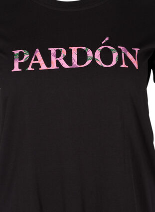 T-skjorte i bomull med print, Black, Packshot image number 2