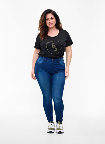 Kortermet T-skjorte med trykk, Black BG, Model image number 2