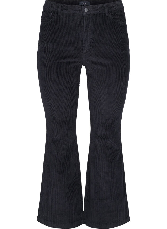 Fløyelsbukse med bootcut, Black, Packshot image number 0
