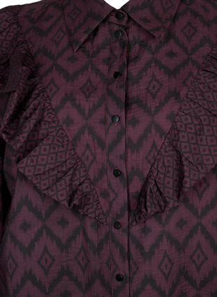 Lang viskoseskjorte med trykk og rysjer, Winetasting w. Black, Packshot image number 2