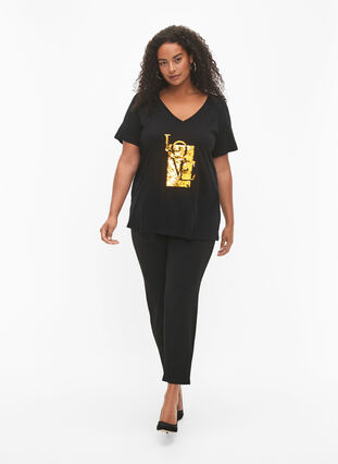 T-skjorte i bomull med paljetter, Black w. Love, Model image number 2
