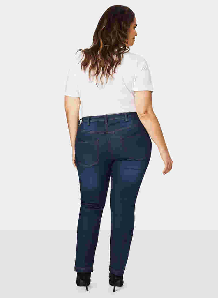 Slim fit Emily jeans med normal høyde i livet, Blue denim, Model image number 1
