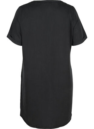 Kortermet kjole med V-hals, Black, Packshot image number 1