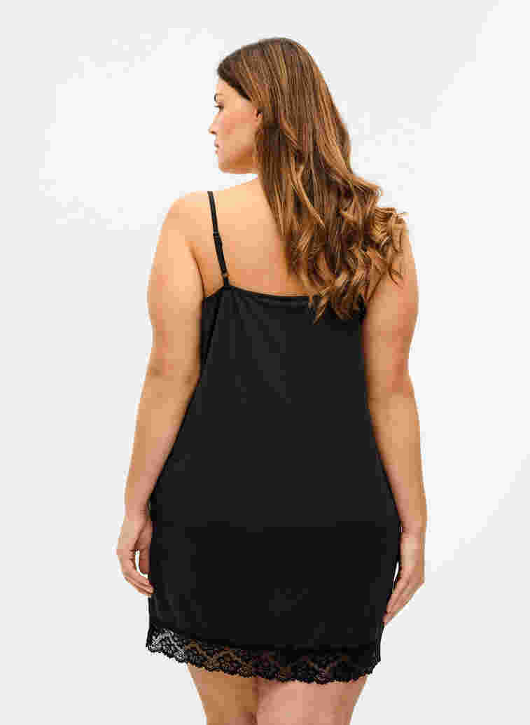 Nattkjole med blondedetaljer, Black, Model