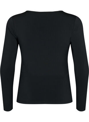 Bluse med v-hals og drapering, Black, Packshot image number 1