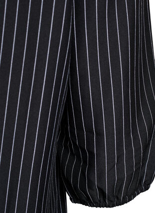 Zizzi Bluse med pinstriper og knytesnorer, Svart, Packshot image number 3