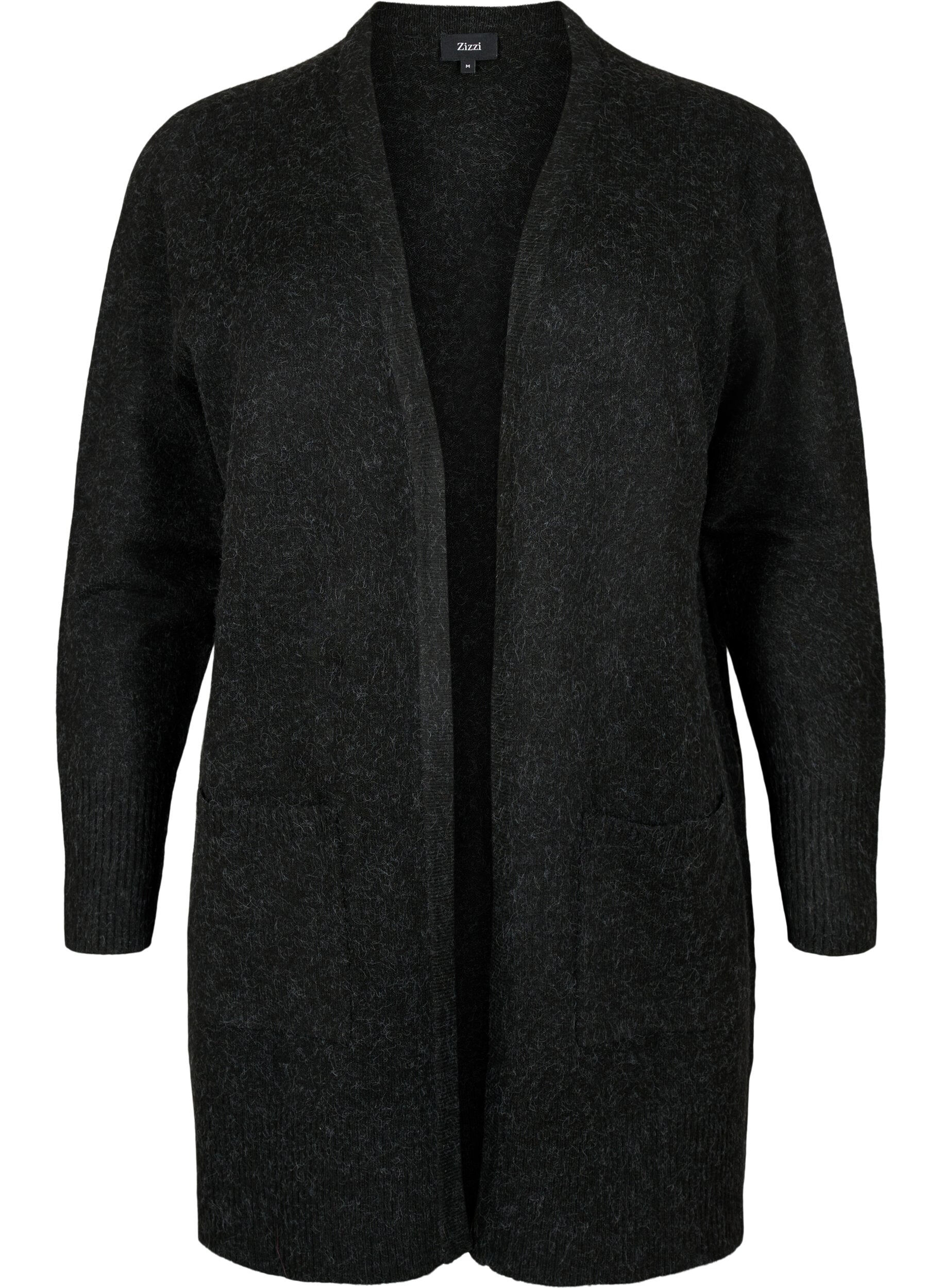 Melert strikket cardigan med lommer