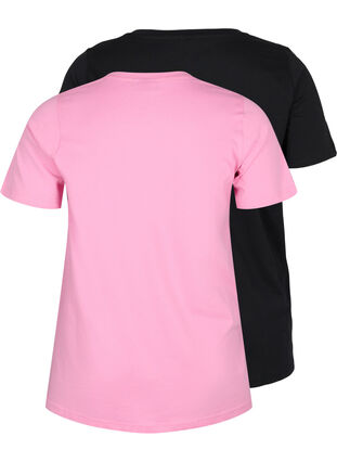 Basis T-skjorter i bomull 2 stk., Rosebloom / Black, Packshot image number 1