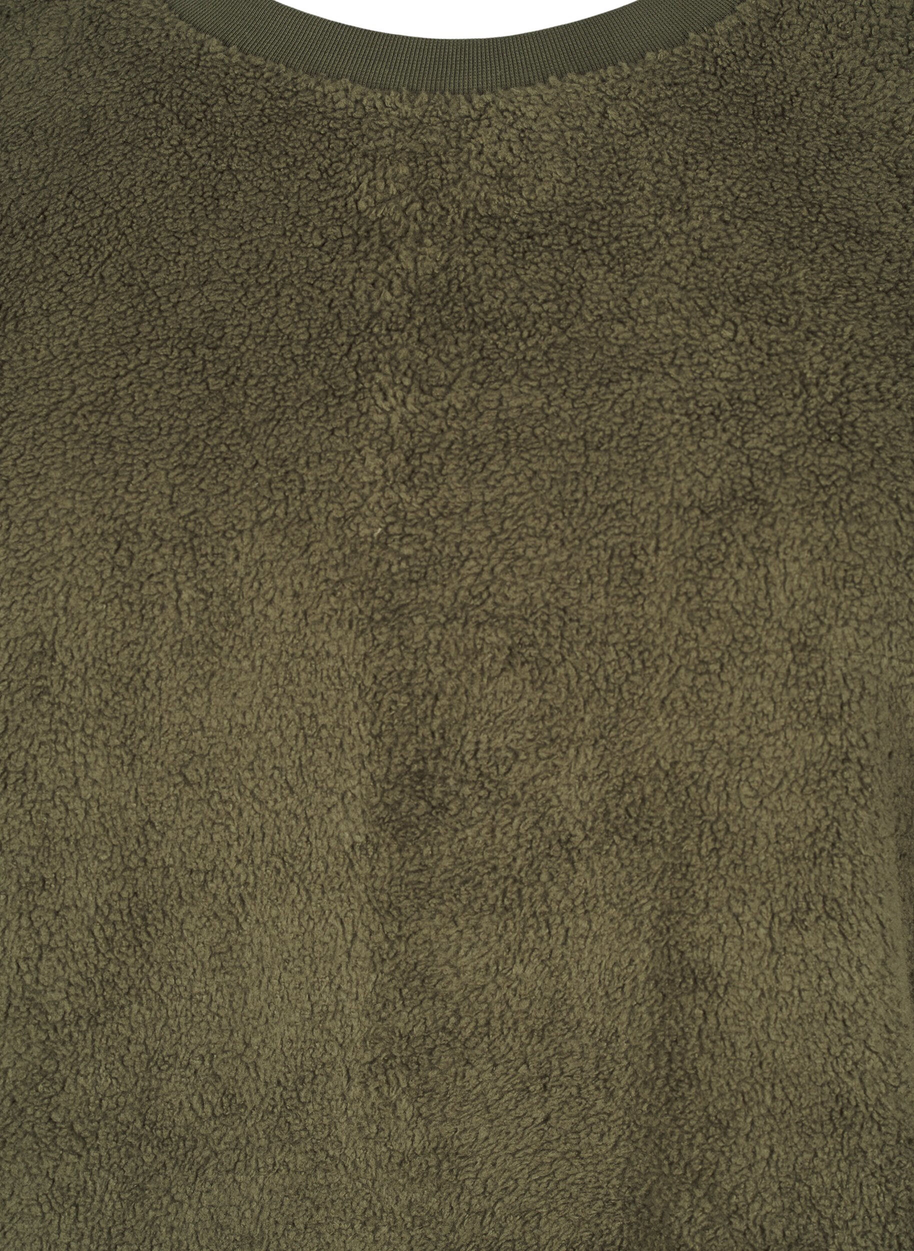 Zizzi L&oslash;s teddybluse med rund hals, Forest Night, Packshot image number 2