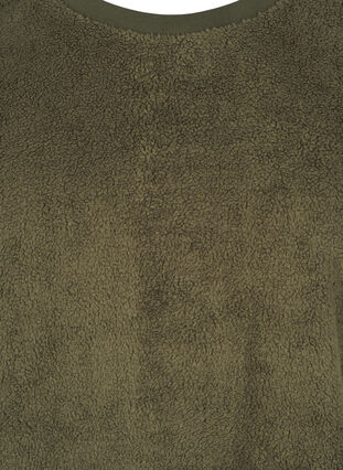Zizzi Løs teddybluse med rund hals, Forest Night, Packshot image number 2