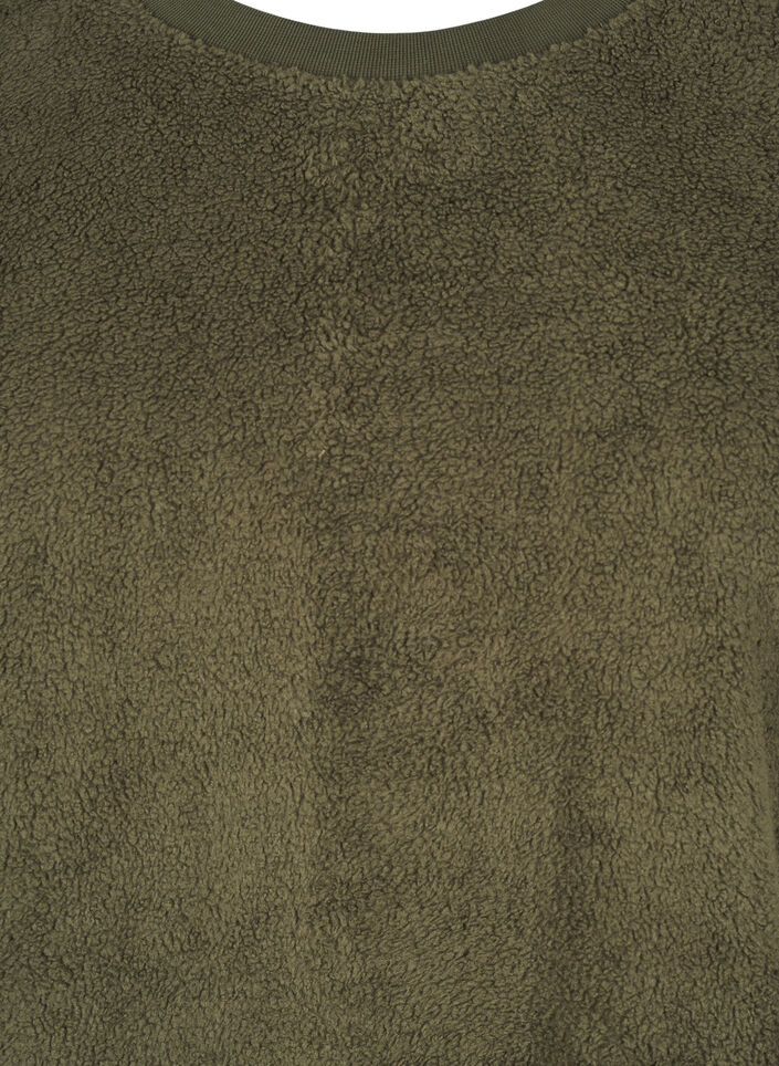 Løs teddybluse med rund hals, Forest Night, Packshot image number 2