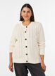 Cardigan med flettestrikket m&oslash;nster, Vanilje, Model image number 0