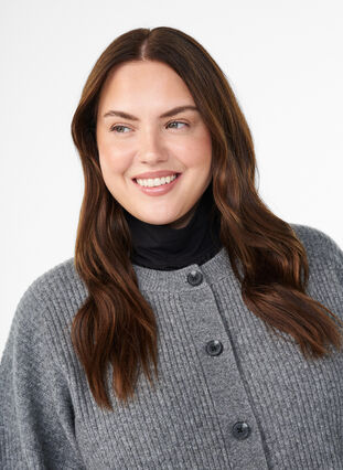 Zizzi Cropped jersey-topp med høy hals, Svart, Model image number 0